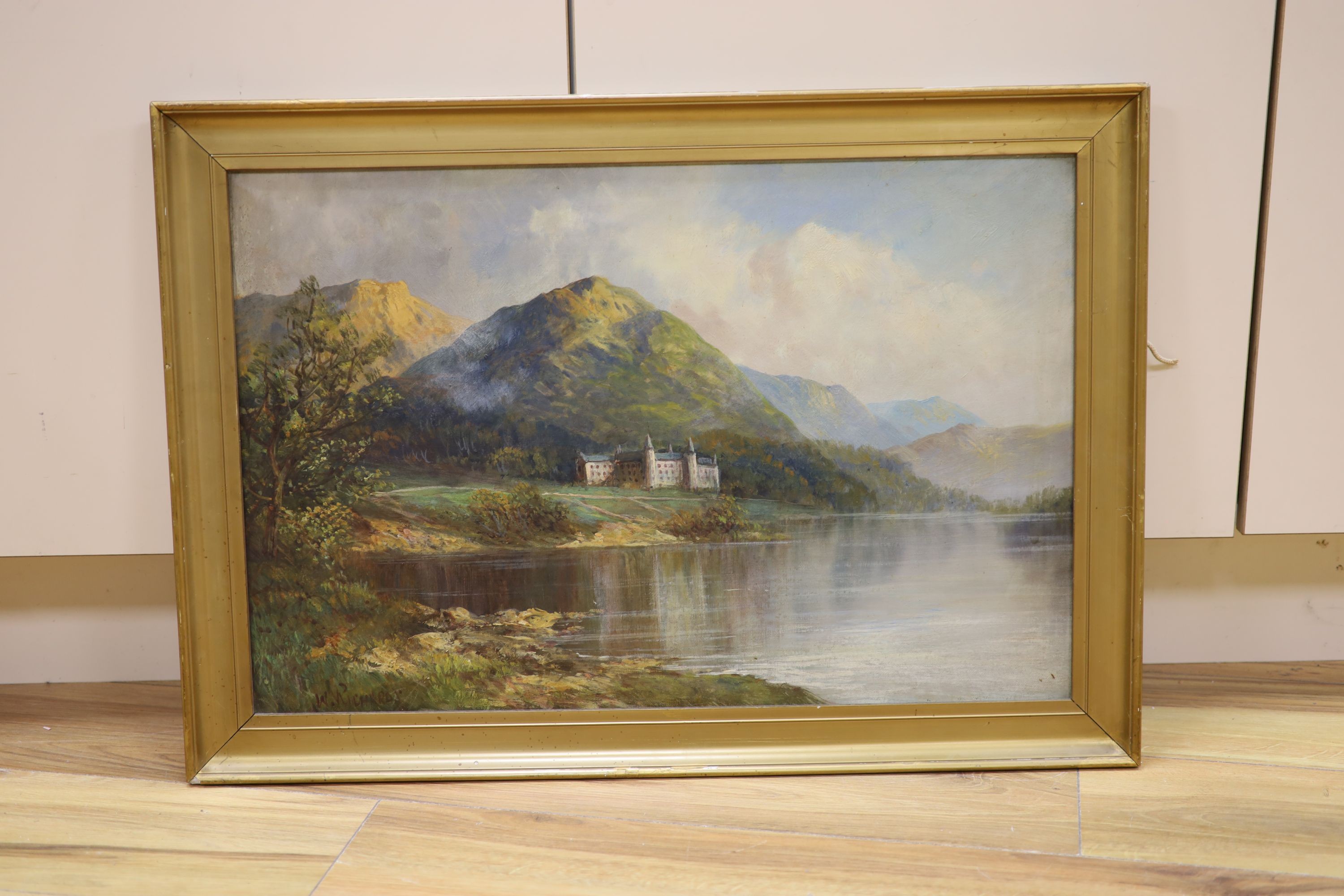 W. Richards (F.E.Jamieson), oil on canvas, Trossach Hotel, Loch Achray, signed, 40 x 60cm